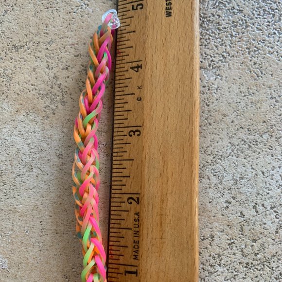 Neon Pink and Orange French Braid Bracelet - Picture 4 of 4